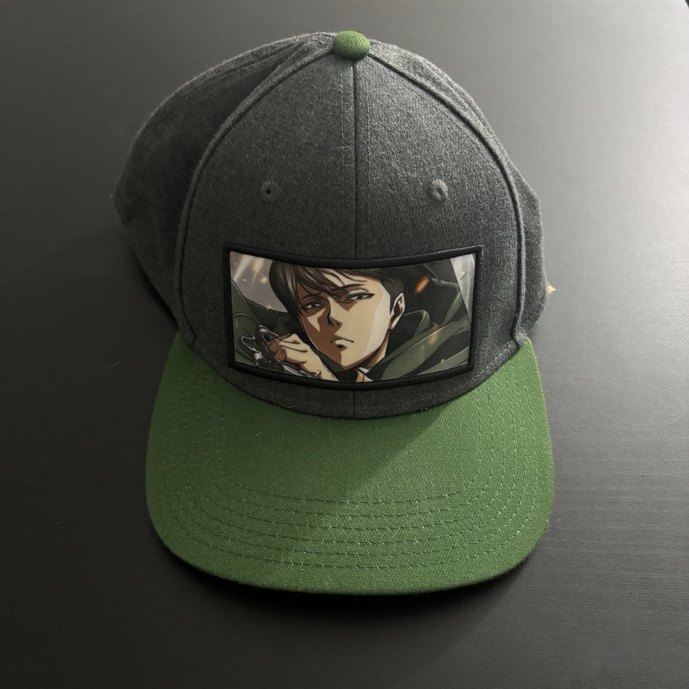 Attack On Titan Captain Levi SnapBack‎ Hat Gray Green OSFM Funimation